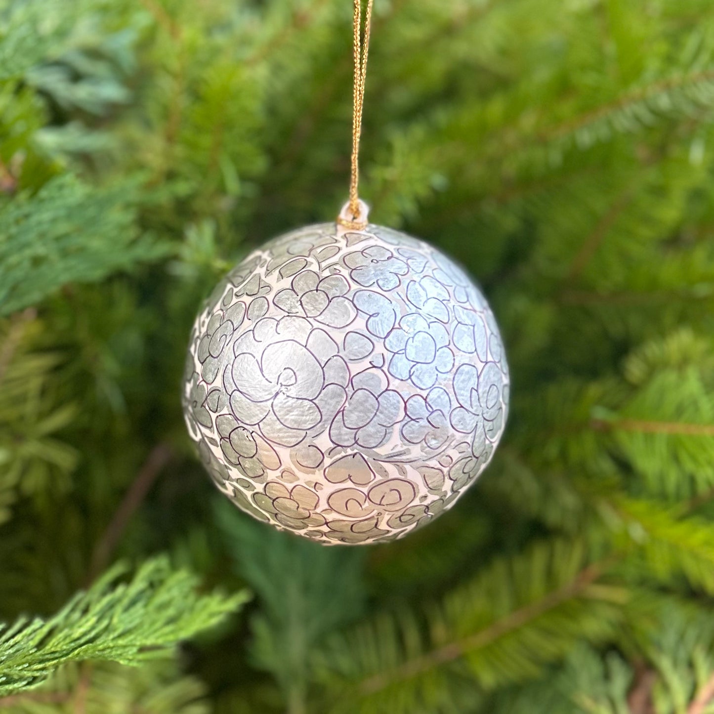 Handmade Paper Mâché Ornament - Silver