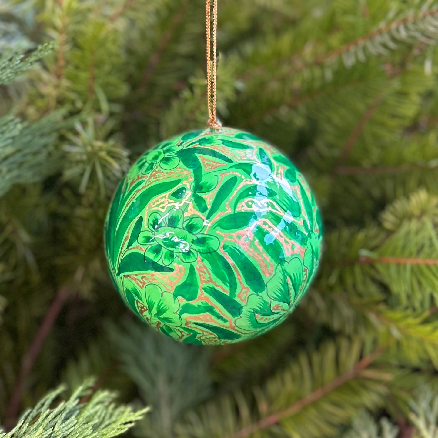 Handmade Paper Mâché Ornament - Green