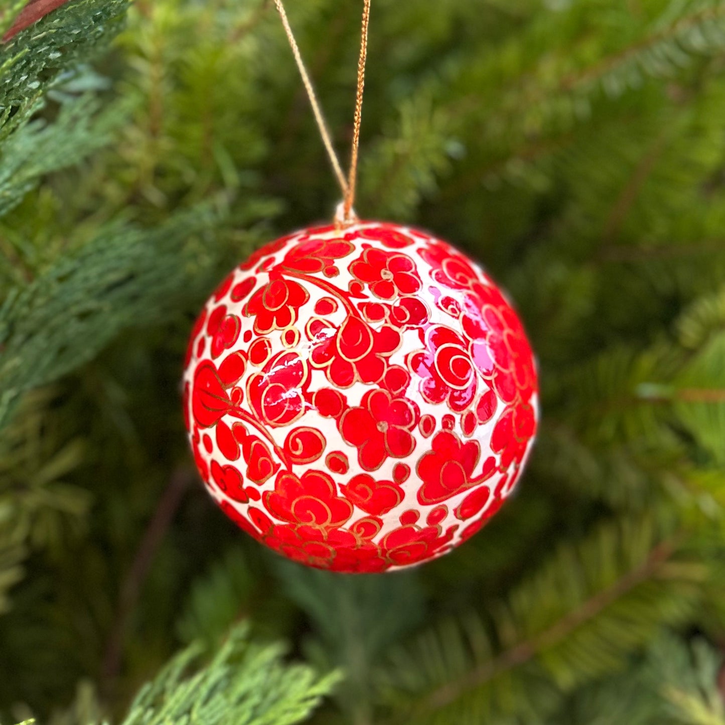 Handmade Paper Mâché Ornament - Red