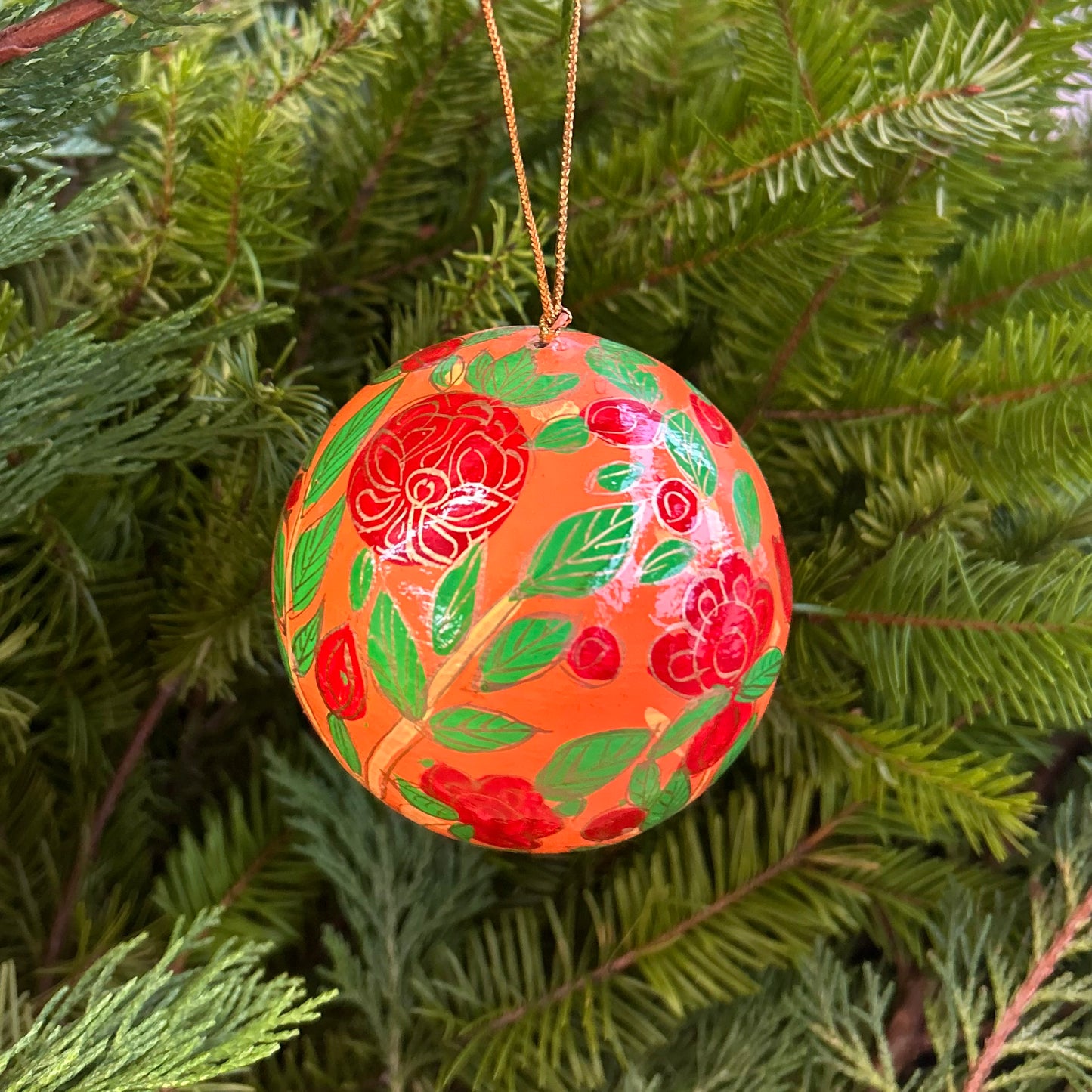 Handmade Paper Mâché Ornament - Roses