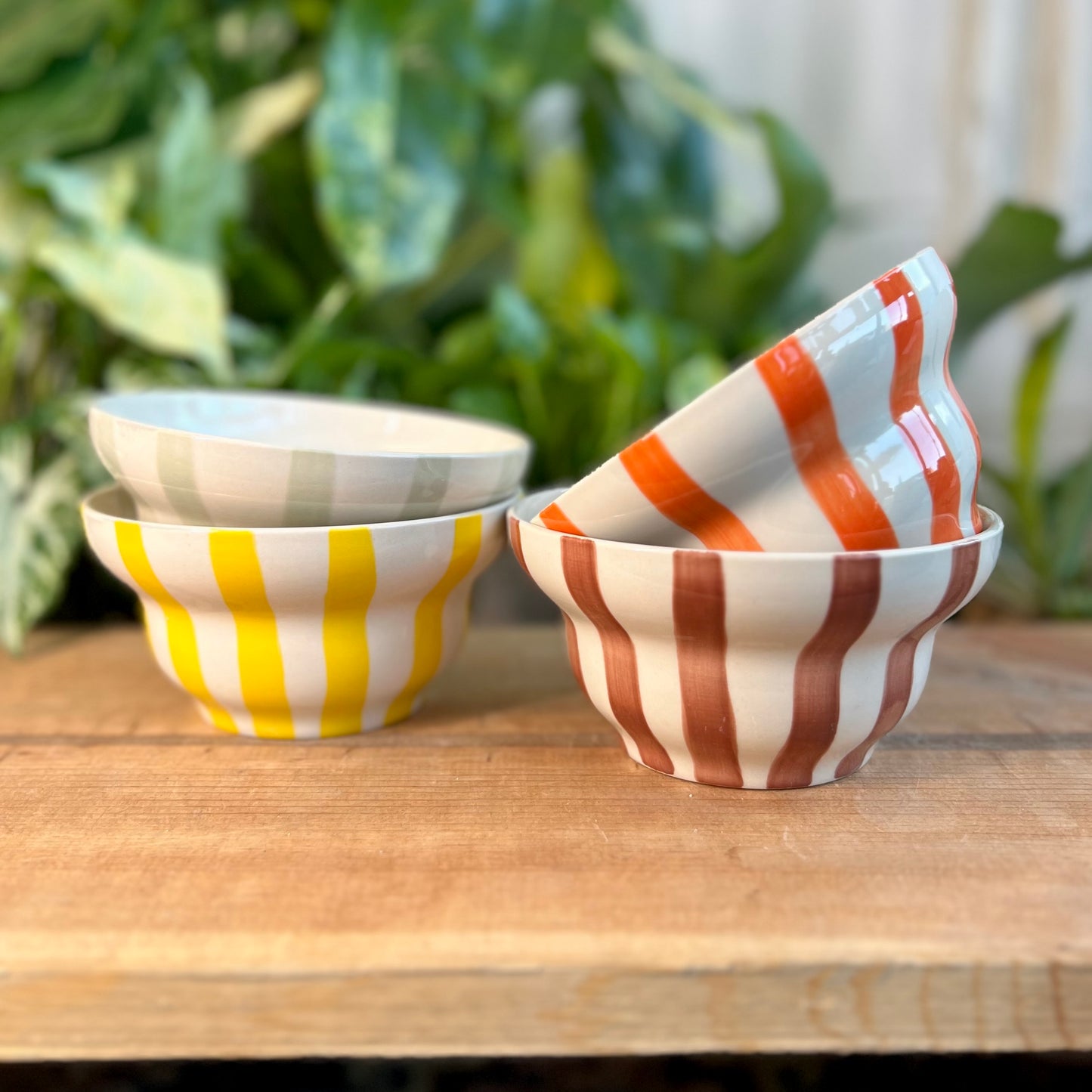 Striped Bowl Pot
