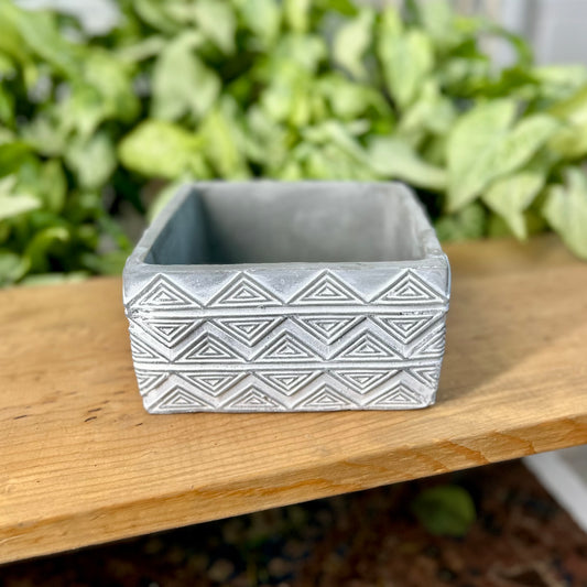 Limewash Geometric Pot