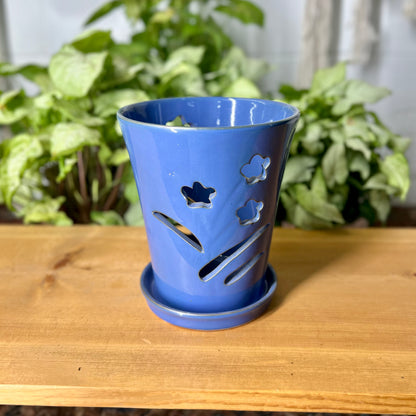 Tall Glazed Orchid Pot