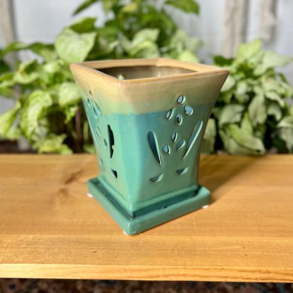 Tall Glazed Orchid Pot