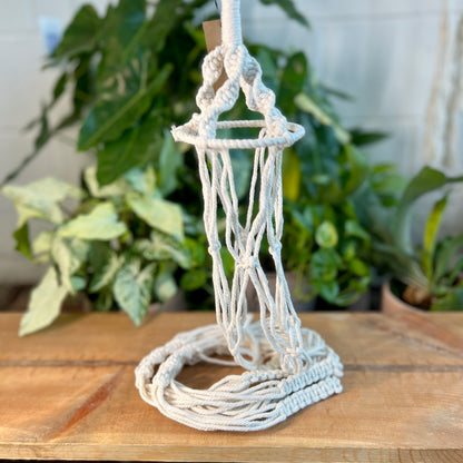 Cotton Macrame Hanger w/ Wooden Ring