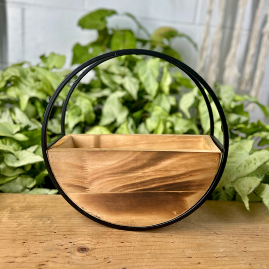 Round Wooden Wall Planter