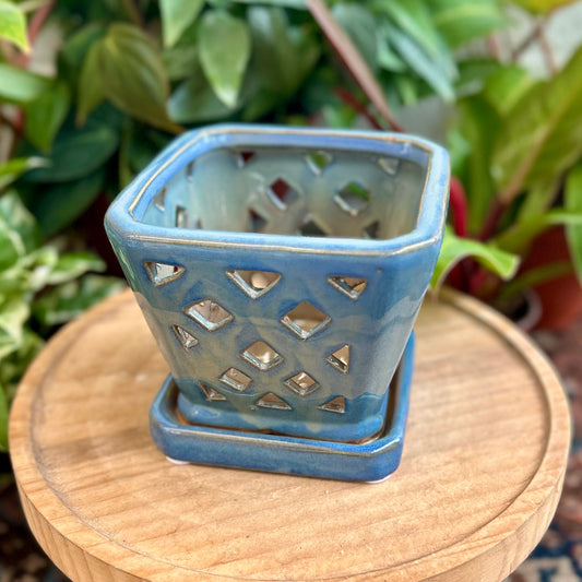 Square Diamond Orchid Pot