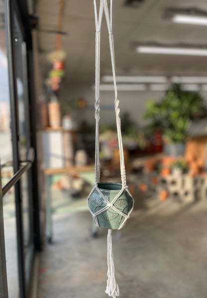 Cotton Macrame Hanger w/ Wooden Ring