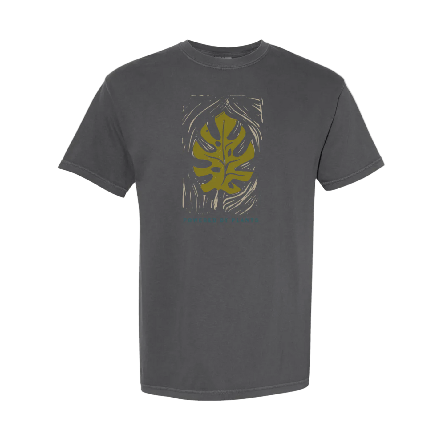 Monstera Leaf "Powered By Plants" T-Shirt