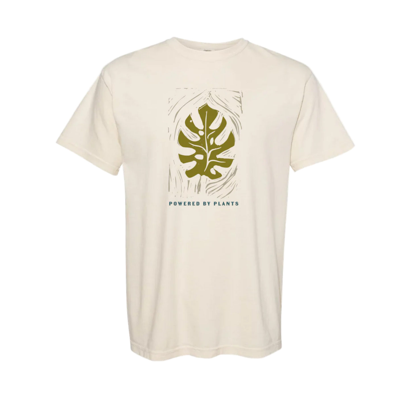 Monstera Leaf "Powered By Plants" T-Shirt