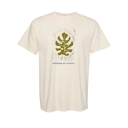 Monstera Leaf "Powered By Plants" T-Shirt
