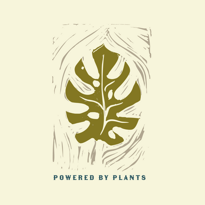 Monstera Leaf "Powered By Plants" T-Shirt