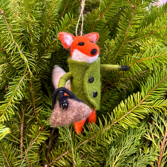 Fox Felted Ornament - Lady About Town