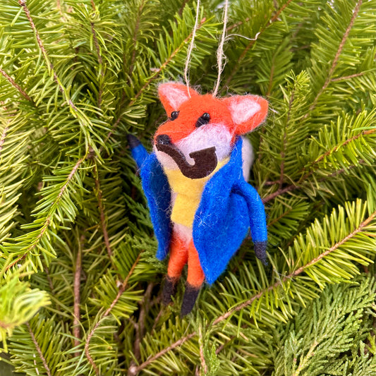 Fox Felted Ornament - Gentleman About Town