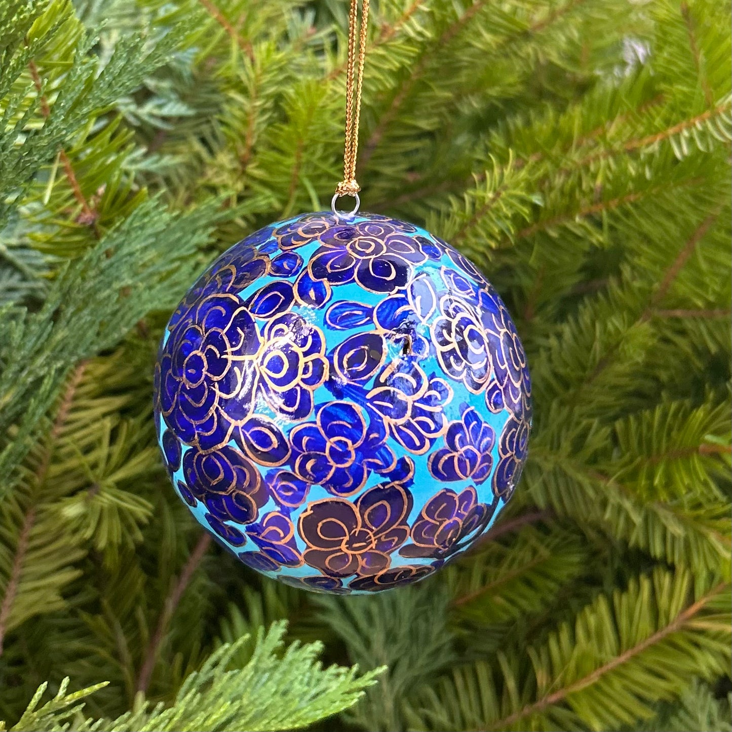 Handmade Paper Mâché Ornament - Blue