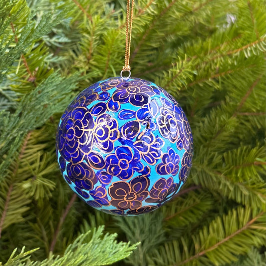 Handmade Paper Mâché Ornament - Blue