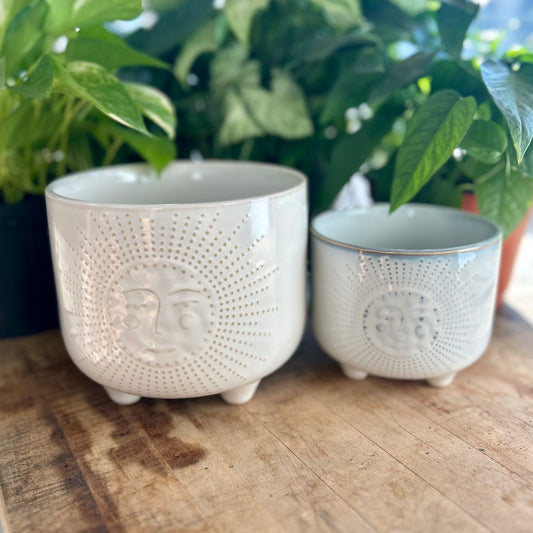 Ivory Sun Footed Pot