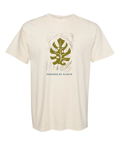 Monstera Leaf "Powered By Plants" T-Shirt