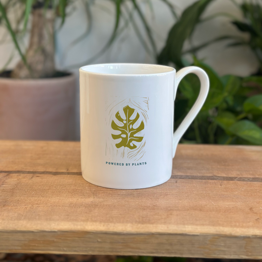 Coffee Cup - Monstera Stamp "Powered by Plants"
