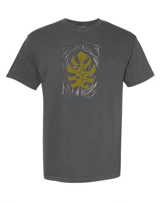 Monstera Leaf "Powered By Plants" T-Shirt